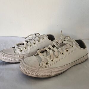 Converse All Star White Leather Low-Top Sneakers | Women’s 7